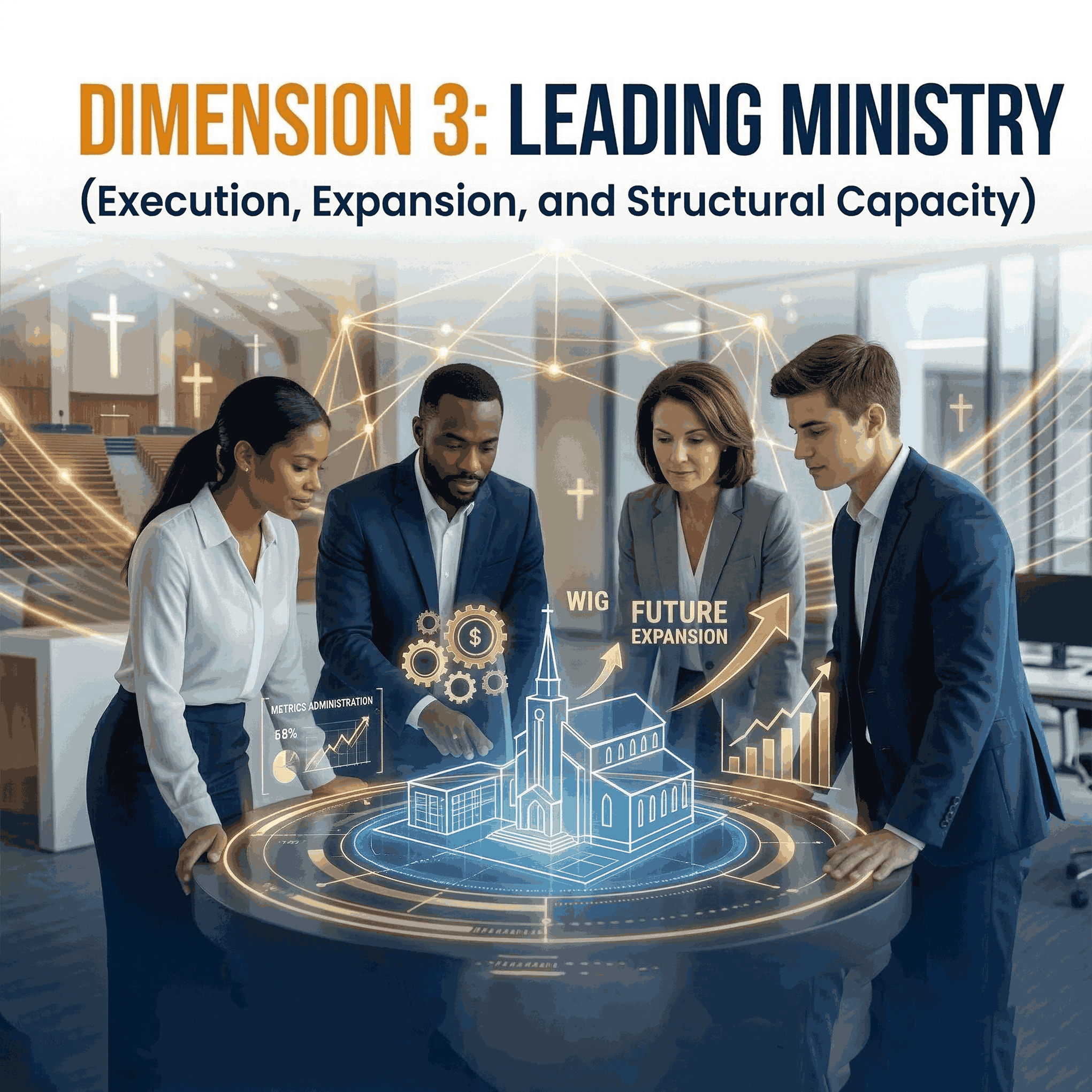 Dimension 3 illustration for execution, impact, and organizational leadership